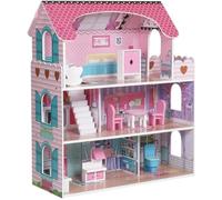 BLUEBRIT Large Wooden Play Doll House With Accessories & Furniture - Elevator, Design Your Own Home, Easy Assembly - Perfect Christmas or Birthday Gift for Girls (Design 3)