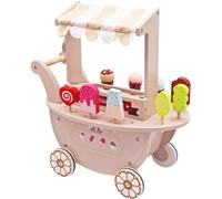 BLUEBRIT Wooden Ice Cream Toy Shop Kids Educational Early Years Wooden Ice Cream Cart Vendor Toy Role Play Ice Cream Shop Gift For 3-6 Year Olds