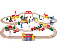 BLUEBRIT Wooden Train Set 100 Piece Railway Design Your Own Tracks Perfect Learning Play Toy for Dexterity and Coordination Ideal for Christmas and Birthday Gifts