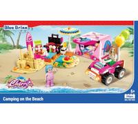 BlueBrixx Kids 107163 - Cherry: Camping on the Beach Made of Clamping Blocks with 206 Building Elements