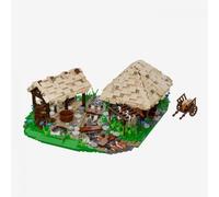 BlueBrixx Medieval White Gerber, 1784 Clamping Blocks, Tannery | Removable roofs, working areas for soft tanning, rinsing drying, mini figure scale, 323 x 305 x 121 mm, 109123