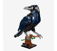 BlueBrixx Raven, 666 Clamping Blocks, Large Bird Model with Base | Metallic shimmering plumage, branch base with name plate, two eye colours, 214 x 100 x 245 mm, from 10 years, 109101