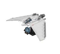 BlueBrixx Stargate F-302, 1386 Clamping Blocks | 290 x 525 x 180 mm, wide wings, cockpit with blue discs, black base, printed parts, 109784