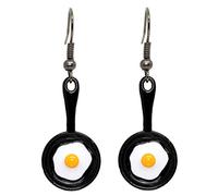 Bluebubble ALL DAY BREAKFAST Frying Pan with Fried Egg Dangle Earrings on Gift Card