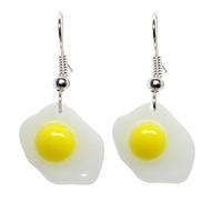 Bluebubble AMERICAN DINER Fried Egg Dangle Earrings on Gift Card