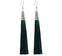 Bluebubble ARABIAN NIGHTS Tassle Fringe Dangle Earrings on Gift Card (Green Goddess (Dark Green))