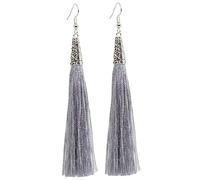 Bluebubble ARABIAN NIGHTS Tassle Fringe Dangle Earrings on Gift Card (Silver Sphinx (Silver Grey))