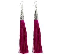 Bluebubble ARABIAN NIGHTS Tassle Fringe Dangle Earrings on Gift Card (Turkish Delight (Hot Pink))