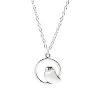 Bluebubble BABY BIRD Silver Charm Necklace on Gift Card