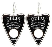 Bluebubble BLACK MAGIC Black Glitter Ouija Board Pointer Dangle Earrings on Gift Card