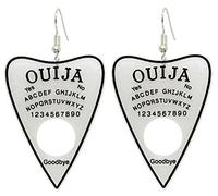 Bluebubble BLACK MAGIC White Glitter Ouija Board Pointer Dangle Earrings on Gift Card