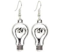 Bluebubble BRIGHT SPARK Silver Light Bulb Dangle Earrings on Gift Card