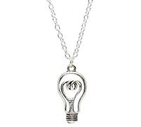 bluebubble Bright Spark Silver Light Bulb Necklace on Gift Card