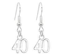 bluebubble CELEBRATE Silver Plated Birthday Age Number Charm Dangle Earrings on Gift Card (40 Forty)