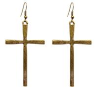 Bluebubble CLASSIC CROSS 60mm Cross Earrings (Antique Bronze) on Gift Card
