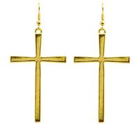 Bluebubble CLASSIC CROSS 60mm Cross Earrings (Gold Plated) on Gift Card