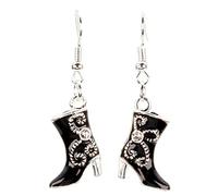 bluebubble COUNTRY COWBOY Rhinestone Cowboy Boot Earrings on Gift Card (Midnight Black)