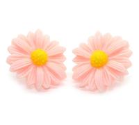 Bluebubble DAISY CHAIN 22mm Flower Girl Pink Daisy CLIP ON Earrings on Gift Card