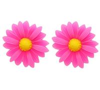 Bluebubble DAISY CHAIN 22mm Fuchsia Pink Daisy Flower CLIP ON Earrings on Gift Card