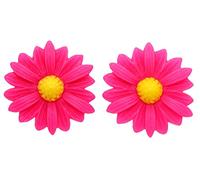 Bluebubble DAISY CHAIN 22mm Hot Pink Daisy Flower CLIP ON Earrings on Gift Card