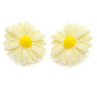Bluebubble DAISY CHAIN 22mm Ivory Cream Daisy Flower CLIP ON Earrings on Gift Card