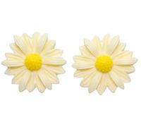 Bluebubble DAISY CHAIN 22mm Ivory Cream Daisy Flower Earrings on Gift Card