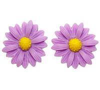 Bluebubble DAISY CHAIN 22mm Parma Violet Purple Daisy Flower Stud Earrings on Gift Card