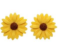 Bluebubble DAISY CHAIN 22mm Sunshine Yellow Daisy Flower Earrings on Gift Card