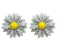 Bluebubble DAISY CHAIN 22mm Urban Grey Daisy Flower CLIP ON Earrings on Gift Card
