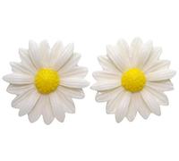Bluebubble DAISY CHAIN 22mm White Daisy Flower Earrings on Gift Card
