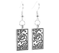 Bluebubble DESTINY Silver Tarot Card Dangle Earrings on Gift Card (Moon Card)