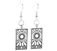 Bluebubble DESTINY Silver Tarot Card Dangle Earrings on Gift Card (Sun Card)