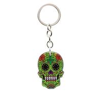 bluebubble DIA DE LOS MUERTOS Sugar Skull Keyring on Gift Card (Festival Green Face - Cross)