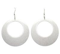 Bluebubble DISCO FEVER 56mm Large Round Glitter Hoop Earrings - 32 Colours Available (White Shimmer) with Gift Bag