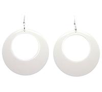 Bluebubble DISCO FEVER 56mm Large Round Monochrome Hoop Earrings - 32 Colours Available (Retro White) with Gift Bag