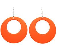 Bluebubble DISCO FEVER 56mm Large Round Neon Hoop Earrings - 32 Colours Available (Dayglow Orange) with Gift Bag