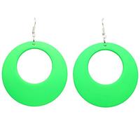 Bluebubble DISCO FEVER 56mm Large Round Neon Hoop Earrings - 32 Colours Available (Festival Green) with Gift Bag