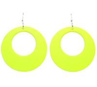 Bluebubble DISCO FEVER 56mm Large Round Neon Hoop Earrings - 32 Colours Available (Flourescent Yellow) with Gift Bag