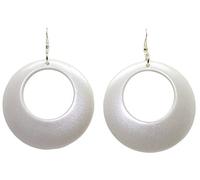 Bluebubble DISCO FEVER 56mm Large Round Pearl Hoop Earrings - 32 Colours Available (Pearl White) with Gift Bag