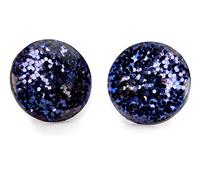 Bluebubble DISCO NIGHTS Glitter 16mm Round CLIP ON Earrings on Gift Card (Berry Blue Sparkle)
