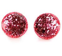 Bluebubble DISCO NIGHTS Glitter 16mm Round CLIP ON Earrings on Gift Card (Cherry Pink Twinkle)