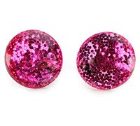 Bluebubble DISCO NIGHTS Glitter 16mm Round Stud Earrings on Gift Card (Hot Pink Glitz)