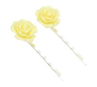 bluebubble ENGLISH ROSE 2 Pcs Solid Colour 22mm Flower Hair Clip Slide Pin on Gift Card (Ivory Cream)