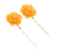 bluebubble ENGLISH ROSE 2 Pcs Solid Colour 22mm Flower Hair Clip Slide Pin on Gift Card (Pale Coral)