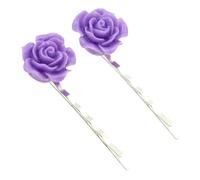 bluebubble ENGLISH ROSE 2 Pcs Solid Colour 22mm Flower Hair Clip Slide Pin on Gift Card (Parma Violet)