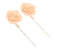bluebubble ENGLISH ROSE 2 Pcs Solid Colour 22mm Flower Hair Clip Slide Pin on Gift Card (Salmon Pink)