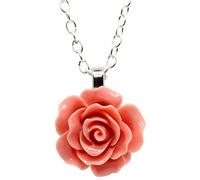 bluebubble English Rose 22mm Dusky Pink Carved Rose Necklace on Gift Card