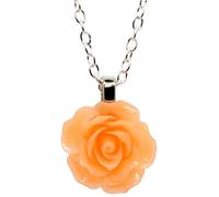bluebubble English Rose 22mm Peach Blossom Carved Rose Necklace on Gift Card