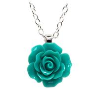 bluebubble English Rose 22mm Turquoise Carved Rose Necklace on Gift Card