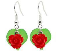 Bluebubble ENGLISH ROSEBUD Flower Earrings Gift Boxed (Scarlet Red)